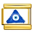 Modulo per bracciale in acciaio dorato con design a triangolo occhio blu malocchio - Triangolo (ICP-YCAA0045-1) / Argento