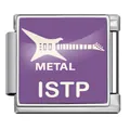 Square ISTP MBTI stainless steel bracelet charm link with guitar icon in purple - ISTP Virtuoso (JFAA0031-1) / Silver