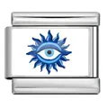 Maglia modulare in acciaio inossidabile Evil Eye blu per bracciali italiani personalizzati - Raggio di Sole (ICP-YCAA0046-1) / Argento