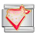 Rosa Cowboy Bandana Emaille Anhänger aus poliertem Edelstahl für italienische Armbänder. - Rosa Halstuch (ICJ3414-1)