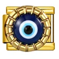 Premium gold-tone Evil Eye Italian modular charm for DIY stainless steel bracelets - Gold Blue Evil Eye Style (ICJ3756)