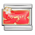 Cowgirl-Thema Edelstahl Italienisch Link Charm für personalisierte DIY Armband Design - Cowgirl Buchstabenschild (ICJ3416-1)