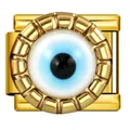 Gold Italian charm link with blue evil eye design in polished stainless steel for DIY jewelry - Gold Light Blue Evil Eye Style (ICJ3757)