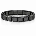 Bracelet modulaire professionnel en acier inoxydable noir avec texture grillagée DIY - Bracelet Complet - Texture de Grille (ICH108-3) / 1 Pièce / Noir
