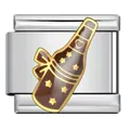 Italian modular bracelet charm in stainless steel featuring brown enamel star bottle - Vintage Bottle (ICJ3415-2) / 1 Piece/Pack