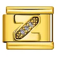 Charm modulare italiano in acciaio inox dorato con lettera Z in strass per bracciali fai da te - Lettera Z (J3525) / Oro