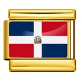 Dominican Republic flag Italian modular charm in gold-plated stainless steel link - Dominican Republic Style (ICY0001-DO)