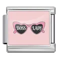 Maglia per bracciale italiano in acciaio inox con occhiali da sole Boss Lady rosa - Stile Occhiali da Sole a Cuore (ICP-JCAA0053-1)