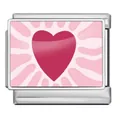 Modulo charm italiano in acciaio inossidabile con design a cuore e raggi rosa chic - Stile Cuore Radiante (ICP-JC215-1)