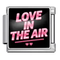 Abalorio de pulsera modular italiana con texto rosa Love in the Air sobre negro - Estilo Love In The Air Fondo Negro(JFAA0001-1) / Plateado