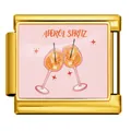Charm modulare in acciaio inossidabile dorato con illustrazione Aperol Spritz - Stile Oro Brindisi Cocktail (ICP-JCAA0061-2)