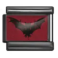Charm modulare italiano gotico in acciaio inossidabile nero con motivo a pipistrello rosso - Motivo Pipistrello Gotico (ICP-YCAA0108)