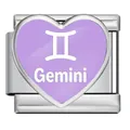 Minimalistischer herzförmiger Zwillinge-Sternzeichen-Edelstahl-Armband-Charm-Link - Zwillinge (JHAA0007-1)