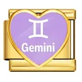 Goldenes Herz Gemini italienisches Charm für modulares Edelstahl-Armband DIY-Schmuck - Zwillinge (JHAA0007-2)