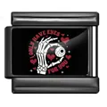 Charm modulare italiano gotico in acciaio nero con mano di scheletro e occhio - Motivo Bulbo Oculare d'Osso (ICP-YCAA0113)