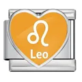 Herzförmiger Leo-Sternzeichen-Charm aus Edelstahl für italienische DIY-Armbänder Schmuck - Löwe (JHAA0009-1)