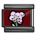 Maglia per bracciale italiano in acciaio nero con design a bouquet di teschi rosa - Motivo Bouquet di Teschi (ICP-YCAA0115)