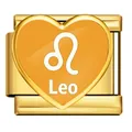 Vergoldeter Herz-Italien-Charm mit orangefarbenem Löwe-Sternzeichen für DIY-Schmuckstücke - Löwe (JHAA0009-2)