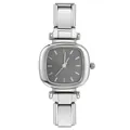 Elegant silver stainless steel Italian modular watch with minimalist square dial - Square Modular Watch Head / Grey (ICW070-1)