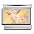 Cute cat Italian charm link crafted in polished stainless steel for DIY modular bracelet - Jumping Cat (YC429-2) / Gold