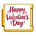 Festive Happy Valentine's Day Italian charm link in gold-toned stainless steel - Happy Valentine's Day Style(JFAA0007-2) / Gold