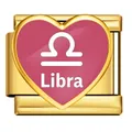Roséfarbenes Herz-Emaille-Libra-Sternzeichen-Modul für italienische Gliederarmbänder - Waage (JHAA0011-2)