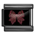Maglia modulare italiana gotica in acciaio inossidabile nero con fiocco in pizzo rosso - Fiocco Motivo Rosso (ICP-YCAA0120)