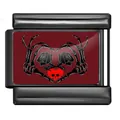 Elegante link charm italiano gotico con mani di scheletro, teschio rosso e rose - Mani di Scheletro Cuore (ICP-YCAA0121)
