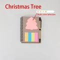 Mini A6 spiral notebook with pink Christmas tree sticky notes and ballpoint pen - Christmas Tree