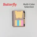Portable mini A6 spiral notebook featuring butterfly sticky notes and matching pen - Butterfly Style