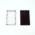 Floral magnetic fridge notepad with checklist lines and black magnetic backing strip - Light Blue
