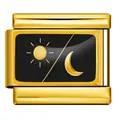 Charm per bracciale modulare italiano con design sole e luna in oro su smalto - Base Oro-Stile Sole E Luna Nero Oro(ICP-YC342-18GD)