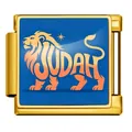 Breloque italienne Lion de Juda dorée avec émail bleu pour bracelet DIY modulaire - 犹大之狮Judah(ICP-JFAA0103-2) / Or
