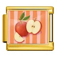 Gold-plated Italian charm link with red apple fruit illustration for DIY bracelets - Apple Style (JCAA0099-2)