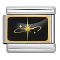 Maglia charm italiana in acciaio inossidabile con stella dorata su smalto nero - Base Argento-Stile Raggi Di Stelle Nero Oro(ICP-YC342-19SD)