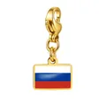 Vergoldeter Edelstahl-Karabinerverschluss mit Russland-Flaggen-Anhänger für DIY-Schmuck - Russland Flagge Anhänger (RS-TPG573-2-RU) / 7x10mm