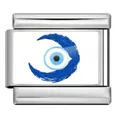 Maglia modulare in acciaio inossidabile con design malocchio blu effetto pennellata - Pennellata a Secco (ICP-YCAA0047-1) / Argento