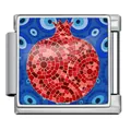 Breloque italienne mosaïque de grenade Hanukkah juive pour bracelets DIY en acier inoxydable - 马赛克石榴与恶魔之眼(ICP-JFAA0104-1) / Argent
