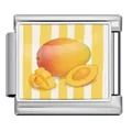 Stainless steel Italian charm modular link featuring a vibrant mango illustration for DIY bracelets - Mango Style (JCAA0100-1)