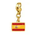 Hochwertiger vergoldeter Edelstahl-Anhänger mit Karabinerverschluss und Spanien-Flagge - Spanien Flagge Anhänger (RS-TPG573-2-SP) / 7x10mm