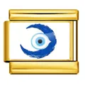 Charm modulare in acciaio dorato con malocchio blu e luna per bracciali fai-da-te. - Mezzaluna (ICP-YCAA0047-2) / Oro
