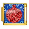 Charme italien en acier doré avec mosaïque de grenade et motif œil protecteur bleu - 马赛克石榴与恶魔之眼(ICP-JFAA0104-2) / Or