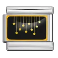 Charm modulare italiano in acciaio inossidabile con stelle dorate pendenti su smalto nero - Base Argento-Stile Stelle Appese Nero Oro(ICP-YC342-20SD)