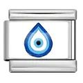 Charm link italiano in acciaio inossidabile con occhio blu per bracciali modulari - Goccia d'Acqua (ICP-YCAA0048-1) / Argento