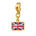 Vergoldeter Karabinerverschluss-Anhänger mit britischer Flagge für DIY-Armbänder - Vereinigtes Königreich Flagge Anhänger (RS-TPG573-2-UK) / 7x10mm
