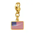 Vergoldeter Edelstahl-Karabinerverschluss-Anhänger mit detailliertem US-Flaggen-Design - USA Flagge Anhänger (RS-TPG573-2-US) / 7x10mm