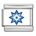 Modulo per bracciale charm italiano in acciaio con motivo a stella occhio di Allah - Stella Ottagonale (ICP-YCAA0049-1) / Argento