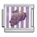 Stainless steel Italian modular bracelet charm with purple grape illustration design - Grape Style (JCAA0102-1)