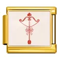 Gold stainless steel Italian charm module with a red cupid bow and arrow Valentine design - Gold Base Heart and Arrow Style (ICP-JCAA0136-2)