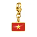 Eleganter vergoldeter Karabiner-Anhänger mit Vietnam-Flagge für individuellen DIY-Schmuck - Vietnam Flagge Anhänger (RS-TPG573-2-VN) / 7x10mm